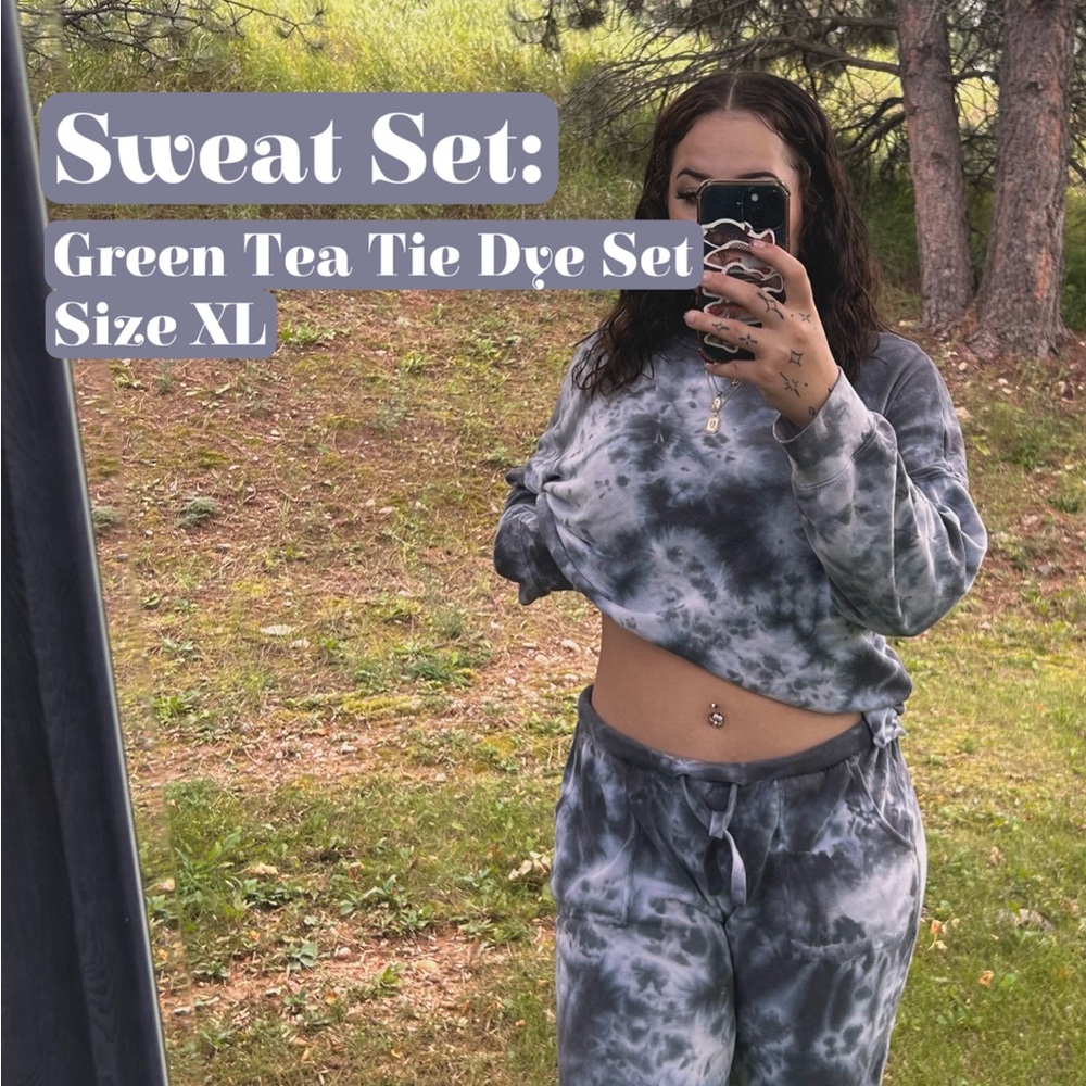 GreenTea Tie Dye Pajama Set - Gray